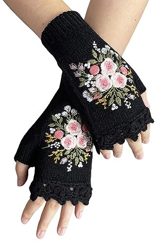 Gefomuofe Fingerlose Handschuhe Damen Fingerlose Armstulpen Handschuhe Strick Handschuhe Ohne Finger Armstulpen Handschuhe Fingerlos Pulswärmer Mädchen Winter Strickhandschuhe Halb Handstulpen