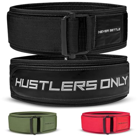 Hustlers only Cintura per sollevamento pesi con chiusura rapida per bodybuilding, powerlifting, cross training e stacco da terra, supporto per la schiena, con fibbia in metallo regolabile, per uomini