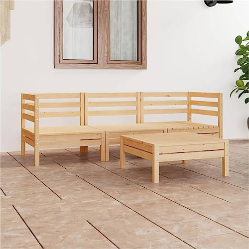 DYRJDJWIDHW bodensofa,palettenmöbel,gartenmöbel Rattan wetterfest,4-TLG. Garten-Lounge-Set Massivholz KieferGeeignet für Garten, Swimmingpool, Wohnzimmer, Terrasse