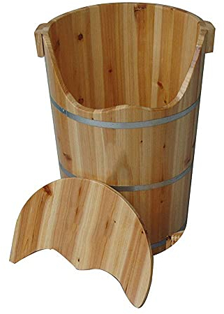 Fußbadeeimer aus Naturholz, 60 cm hohes Gesundheits-Fußbadefass, Spa-Massage-Fußbad mit Deckel, Heim-Fußbadefass-Heizungsdampf, mit Tannenholz verdicktes Fußbadefass.hoher Ehrgeiz Star of Light
