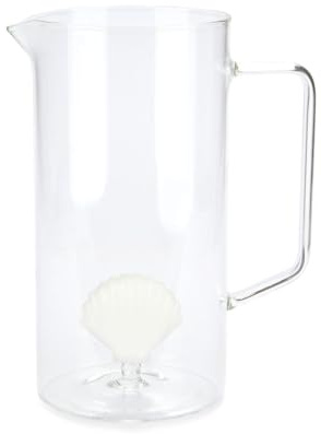 Balvi Carafe Atlantis Shell Couleur Blanc Fabriqué à la Main en Borosilicate Verre 1,3L