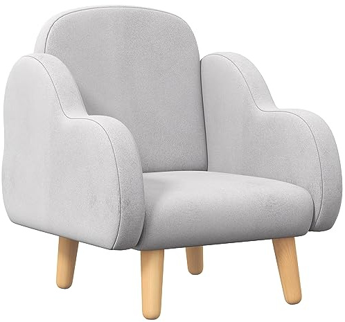 ZONEKIZ Poltroncina per Bambini Stile Scandinavo con Braccioli a Nuvola, Poltrona Piccola per Bambini fino a 3 Anni in Tessuto, 46x51x55 cm, Grigio