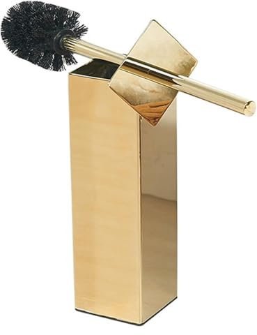 Ensemble de Brosse de Toilette, Brosse de Toilette et support de Salle de Bain, 14,1 Pouces, Brosse de Nettoyage for cuvette de WC autoportante, sans Rayures, Brosse à récurer Douce et Base(Gold)