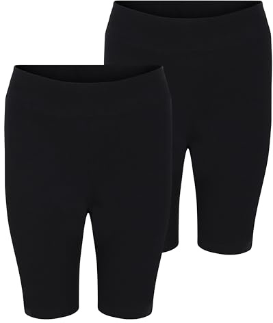 Girls 2 Pack School PE Cycling Shorts Ex MS Cotton & Stretch Black Navy 2-16Y (Blk 8-9)