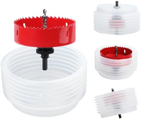 hsawbit 80mm Hole Saw Hole Cutter with Dust Collector, Holesaw Dust Catcher (125mm) for Recessed Lights Drilling Soft Wood, PVC Board and Plastic Plate
