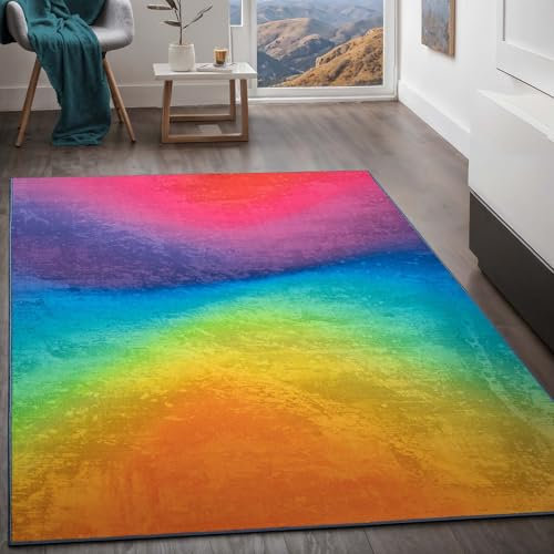 Taracarpet Teppich Kurzflorteppich, Wohnzimmerteppich aus Polyester in Regenbogenfarben, Graffiti absolut Modern fürs Wohnzimmer, Schlafzimmer, Kinderzimmer und Jugendzimmer Fog Multi bunt 120x170 cm