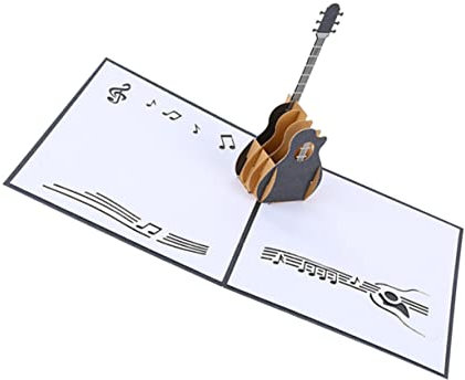 DIYEAH Pop-up Grußkarte Vintage Gitarre Mit Musikfunktion Handgefertigte Geburtstagskarte Als Dankeschön Geschenk Für Musiker Lehrer Freunde Und Liebe Filigrane Papierkunst