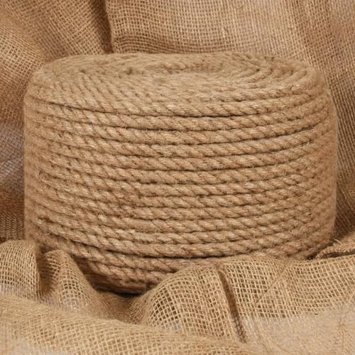 Brokky Corda in Juta Lunga 50 m Spessa 12 mm|Corda Juta Naturale,Spago per Giardinaggio,Artigianato,Fai da Te,Decorazione e Legature Confezioni Regalo