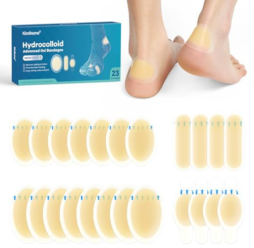 Kimihome 23 cerotti per bolle – cerotti idrocolloidi impermeabili – Blister adesivi per tallone, piedi, dita – Gel bolla Chshions per prevenzione e recupero (Variety Pack)