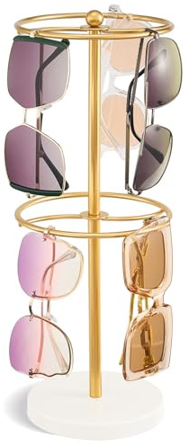Lolalet 360 drehbare 2-Etagen Brillenständer, Brillenaufbewahrung für mehrere Brillen Ständer Sonnenbrillen Halter Sunglasses Organizer für bis zu 24 Brillen, Brillenablage Brillenhalter -Weiß