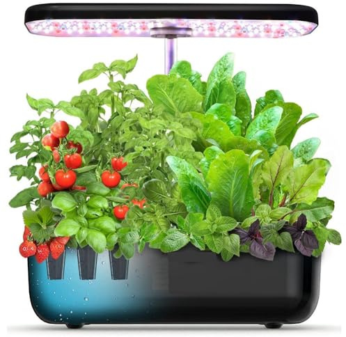 Sistema di Coltivazione idroponica, 12 Capsule per Erbe aromatiche da Interno con Luce di Coltivazione, Kit di germinazione Smart Garden, Timer Automatico e Altezza Regolabile, per giardinag