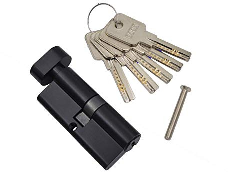 IZHAOGJING Schließzylinder, Zylinderschloss Messing Schwarze Zylinderschloss Tür Fenster Sicherheit 70mm Zylinder Wohnzimmer Sperre Griff Messingschlüssel(Single Open)