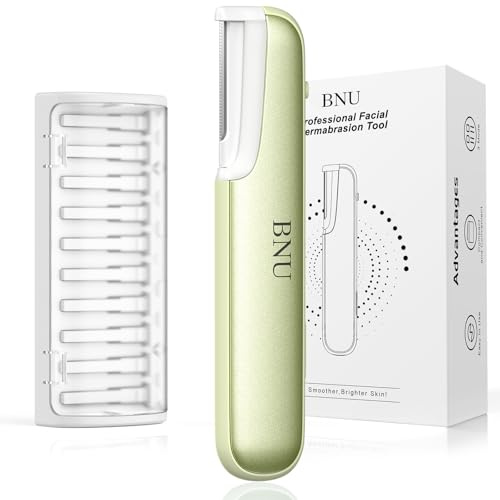 BNU Dermaplane Rasoir pour femme, rasoir visage pour femme avec 10 lames remplaçables – Rasoir exfoliant pour le visage – Élimination des peluches corporelles – Shaper les sourcils – Outil de