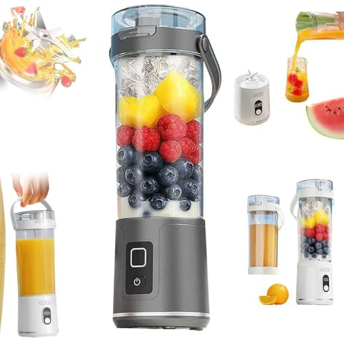 Presse-agrumes électrique portable USB de 600 ml avec couvercle anti-fuite, mélangeur de taille personnelle pour milkshakes et smoothies, mélangeur à 12 lames pour smoothies et smoothies, mélangeur