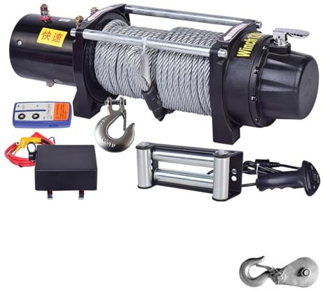 FHSLKXIM Polipasto Eléctrico Portátil Pequeño, Cabrestante Eléctrico De Grúa para Vehículo De 12 V Y 24 V, Cabrestante De Autorrescate para Vehículos Todoterreno, Modelo Rápido De 24 V Y 5477 Kg