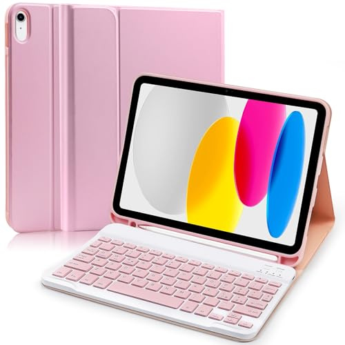 Lupxiu Teclado iPad 10 Generación 10.9 2022/(A16) 11 Generación 11 2025 con funda, teclado italiano QWERTY, teclado funda inalámbrica extraíble para iPad 11/10 Gen -rosa