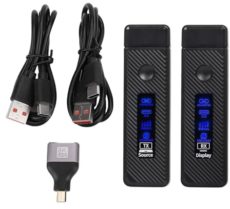 Gugxiom sans Fil HDMI Émetteur et Récepteur, 4K Décoder 1080P Sortie sans Fil HDMI Extender Kit avec Double 5G 2.4G pour Projecteur TV Box Ordinateur Portable (Black)