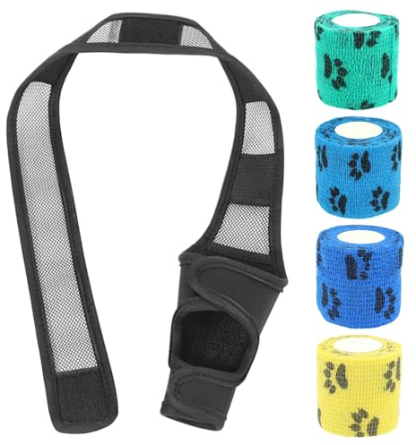 Juadnic Leckschutz Hund Hinterbein Ellenbogenbandage Hund Schwarz Leckschutz Hinterbein für Ellbogenschutz Stütze, XL 4-Teilige Selbstklebender Verband