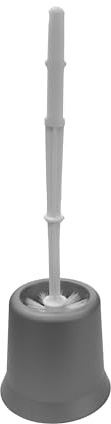 Amig - Portaspazzolone WC rotondo - Ø13 x 40 cm - Nylon e PVC - Colore grigio e bianco - Spazzolone per WC moderno e durevole - Stile minimalista con finitura curata