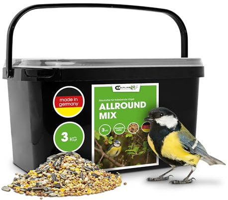 Premium fågelmat 3 kg – allround mix – energirik vildfågelmat – året runt foder – högkvalitativ kornblandning med solrosfrön