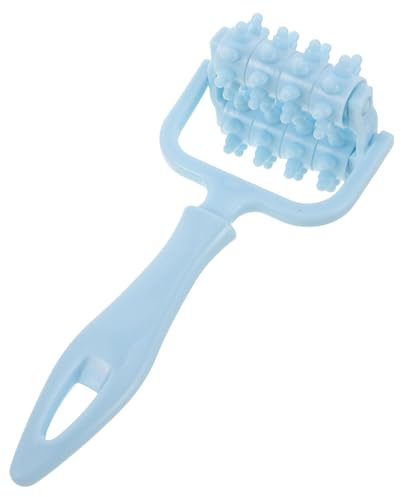 LALADEFIEE Rouleau de Massage Manuel 8 Roues Bleu Masseur Portatif pour Relaxation Musculaire Outil de Massage Corporel pour Dos Nuque Jambes et Mollets Détente Après Sport