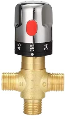 PYQAV 1 PCS DN15 Brass Thermostatic Mixing Valve Kitchen Bathroom Hot and Cold Temperature Shower Faucet Control Thermostat(Copper)