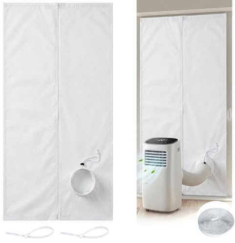 Ninonly Joint de Porte pour Climatiseur Mobile avec Fermeture Éclair 7m Velcro Bloque la Chaleur Installation Facile Convient à la Plupart des Climatiseurs Portables pour Portes (90x210cm)