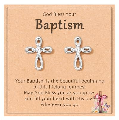 JOGDIAM Cross Earrings Baptism Gifts Women Christening Baptism Decorations Favors