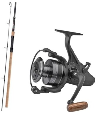 Stalker-Combo Karpfen-Angelset Old Skool Rova Cork Karpfenrute 2,70m 3lbs 2-teilig + Avenger 4000 Baitfeeder Freilaufrolle mit Ersatzspule
