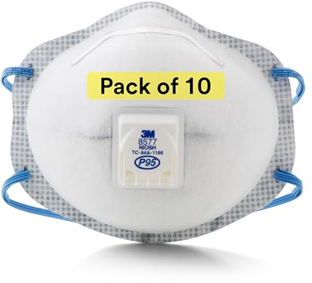3M Particulate Disposable Respirator 8577, P95, NIOSH APPROVED, Pack of 10