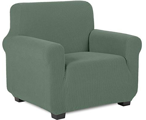 TIANSHU Copridivano 1 Posti Elasticizzato Jacquard Antiscivolo Copertura Poltrona Antimacchia Cani Pet Salvadivano (1 Posti, Verde)
