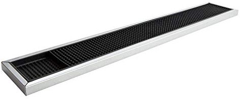 We Can Source It Ltd - Black Rubber Bar Mat - Trim Runner Pub Drink 24 x 4 (Stainless Steel Frame, 24 x 4)
