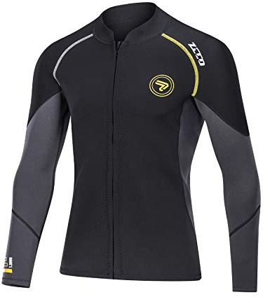 Muta Top da Uomo in Neoprene da 1,5 mm, con Cerniera Frontale a Maniche Lunghe, per Nuoto, Snorkeling, Immersioni subacquee, Surf