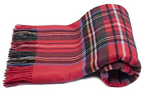 MA.AL.BI 1947 Plaid scozzese 100% pura lana misura 150X180 cm (Rosso), consegnato in scatola regalo.