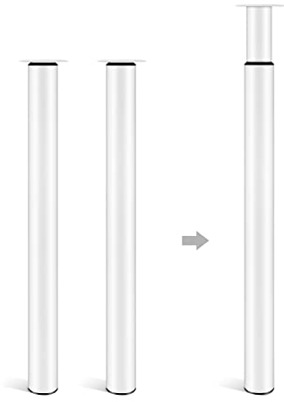 Dhouse Tischbeine Höhenverstellbar 710-1100mm, 2 Stück Ø 60 mm, Zylindrisch Metall Möbelfuß für Frühstückstisch Schreibtisch Arbeitsplatten (Weiß)
