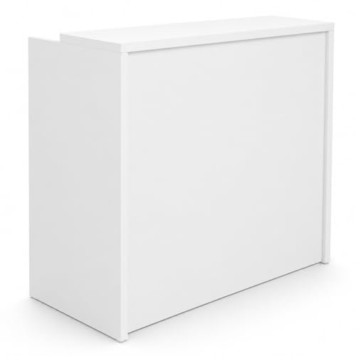 Genérico OFILIKE. Mostrador de Recepción Compact. Mesa Mostrador para Oficina, Tienda y Clínica, Melamina 25mm (Blanco) (120cm Ancho)