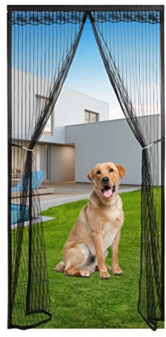 Eouyt Fliegennetz tür 70X200cm Fliegengitter Fenster tesa Fliegenschutz Vorhang fliegengitter Magnet mückengitter balkontür Küche, Schiebetür, Schwarz