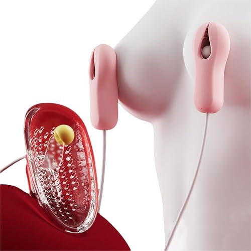 LZYLWC 2 in 1 Nippelklemmenvibrator mit Klitorisstimulator, Brustwarzen klemmen Vibrator Nipple Clamps Set Brustwarzenklemmen mit 10 Vibrationsmodi Erotik SM Sexspielzeug für frauen, Männer