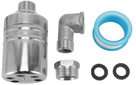 Wasserstandskontroll-Schwimmerventil mit 1/2-Zoll-Winkel, 1/2-Zoll-auf-3/4-Zoll-Adapter, Edelstahl, Vollautomatisches Wasser-Schwimmerventil für Schwimmbadbrunnen