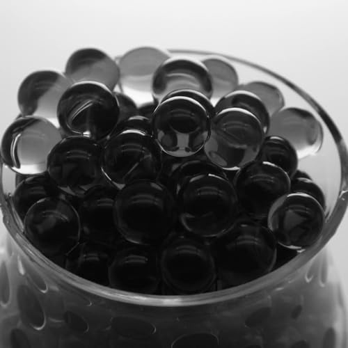 Perlas de agua de 50 g para rellenar jarrones, perlas flotantes, fabricación de velas flotantes, relleno de jarrones y decoración, 2,5 – 3 mm, color negro