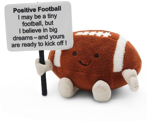40YARDS Amerikansk fotboll, lyckobringare, positiv fotboll, gosedjur, mjuk plyschkudde i fotbollsform med armar och ben, med motivationsskylt, originell gåva och motivationspresent