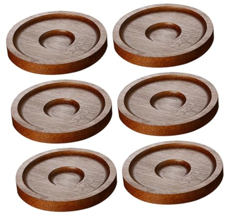 BESPORTBLE Set 6 Sottobicchieri Rotondi in Legno Base Antiscivolo e Parte Superiore Rotante Sottobicchieri per Bicchieri da Whisky e Birra Accessori per Bar Ufficio e Feste Protezione