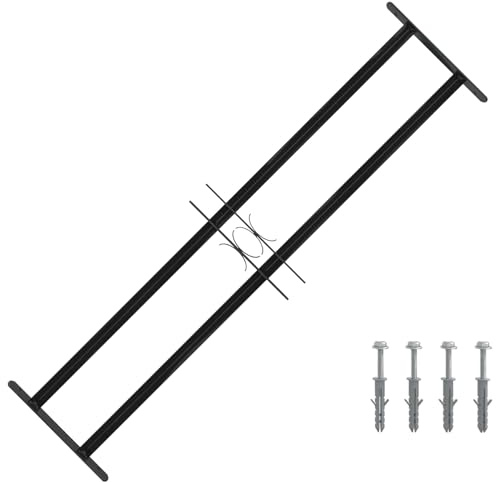 vidaXL Grille de Fenêtre 115 x 30 cm Acier Enduit de Poudre Noir, Grille de fenêtre Industrielle réglable, Protection stylée pour la Maison, Super ajout au Salon Moderne