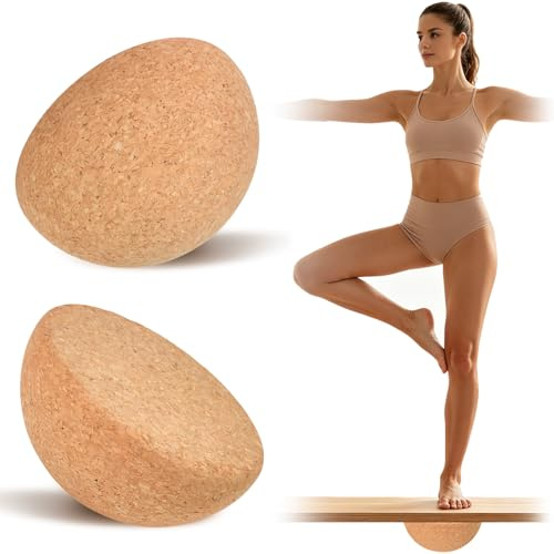 HINATDD Semisfera di Equilibrio in Sughero Naturale, Tavola di Equilibrio, Palla Semisferica per Yoga, Fitness e Fisioterapia, Accessorio di Equilibrio in Sughero per Principianti e Professionisti