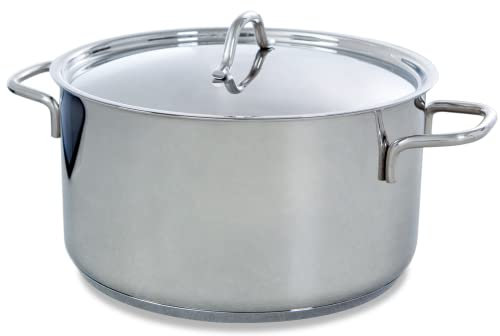BK Profiline Edelstahltopf (24 cm/6 l) mit Deckel, induktions-, backofen- und grillfest bis 230 °C, langlebig und stapelbar, spülmaschinengeeignet, PFAS-frei, Silber