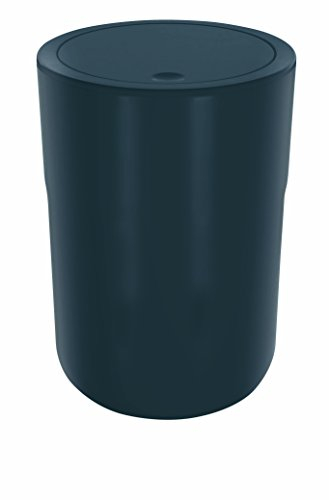 Spirella - Badezimmerabfallbehälter Modell Cocco - Schwenkdeckel mit Befestigungsring für Beutel - Ideal als Kosmetikmüllbehälter - Dunkelgrau - 5L - Badaccessoires