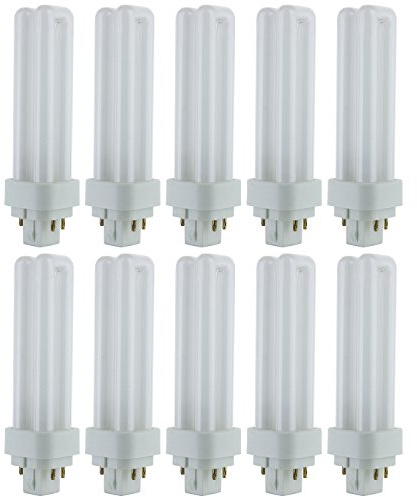 Sunlite PLD13/E/SP41K Compact Fluorescent PLD 4-Pin Double U-Shaped Twin Tube, 13 Watts, 120 Volts, 780 Lumens, 4100K Cool White, 4-Pin G24q1 Base, 10 Pack