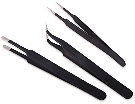Winjun 3 Stück Edelstahl Professionell Präzision Pinzette DIY Tool Pinzetten Reparatur Werkzeug Kit für Industrie Elektronik Schmuckherstellung Laborarbeit Autofolie Kleben