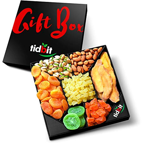 Cesta de regalo de frutas y nueces, 1 unidad, cestas de regalo de alimentos para adultos (mujeres u hombres), cumpleaños, multicolor, día del trabajo, Navidad y vacaciones, surtido de 7 piezas