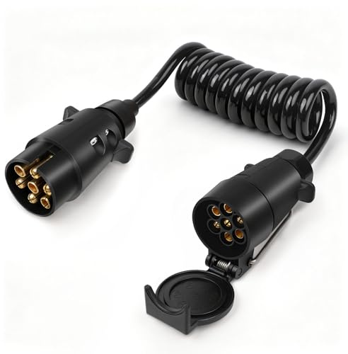 Qiping Cable extensión Enchufe Enganche de Remolque 7 Pines - Cable Remolque 7 Polos Extensible 4 pies/1,2 Metros pour portabicicletas, RV, camión, Caravana (Male to Female)